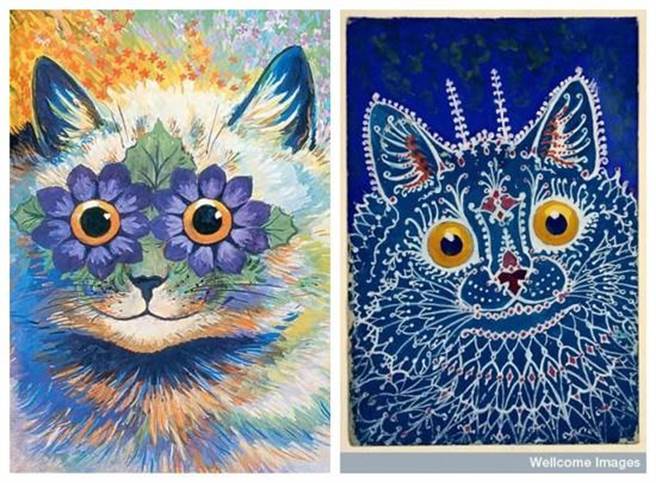 然后渐渐的，猫咪的形体开始抽象为线条和色块，朝着一种诡异的方向发展