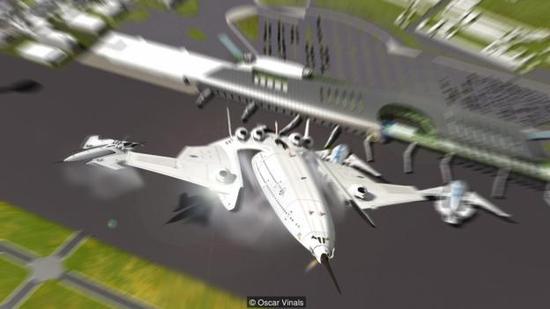 由于安装了可移动式引擎，闪光猎鹰可以像直升机一样垂直起飞和降落。