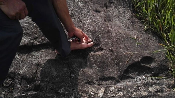 贵州省黔东南苗族侗族自治州从江县加榜乡平彦村巨石上惊现“巨人脚印”