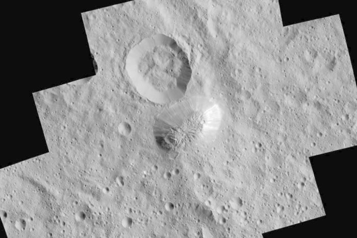 黎明号发现谷神星表面有座休眠火山──阿胡纳山 数亿年前曾经喷冰