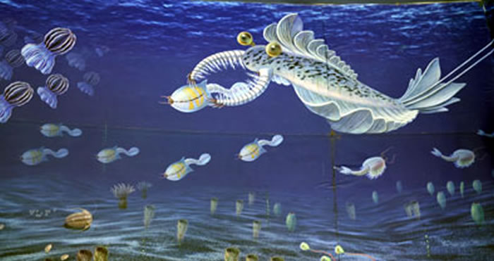 奇虾捕食复原图